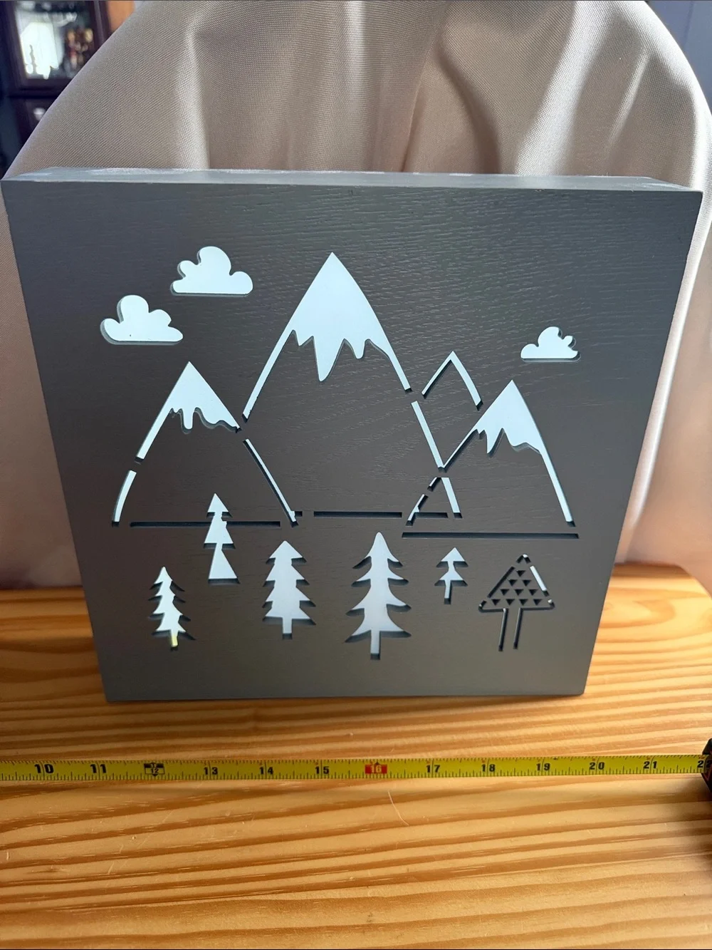 Cloud Island Gray Mountain LED Light Box Nursery Decor Nightlight 12x12